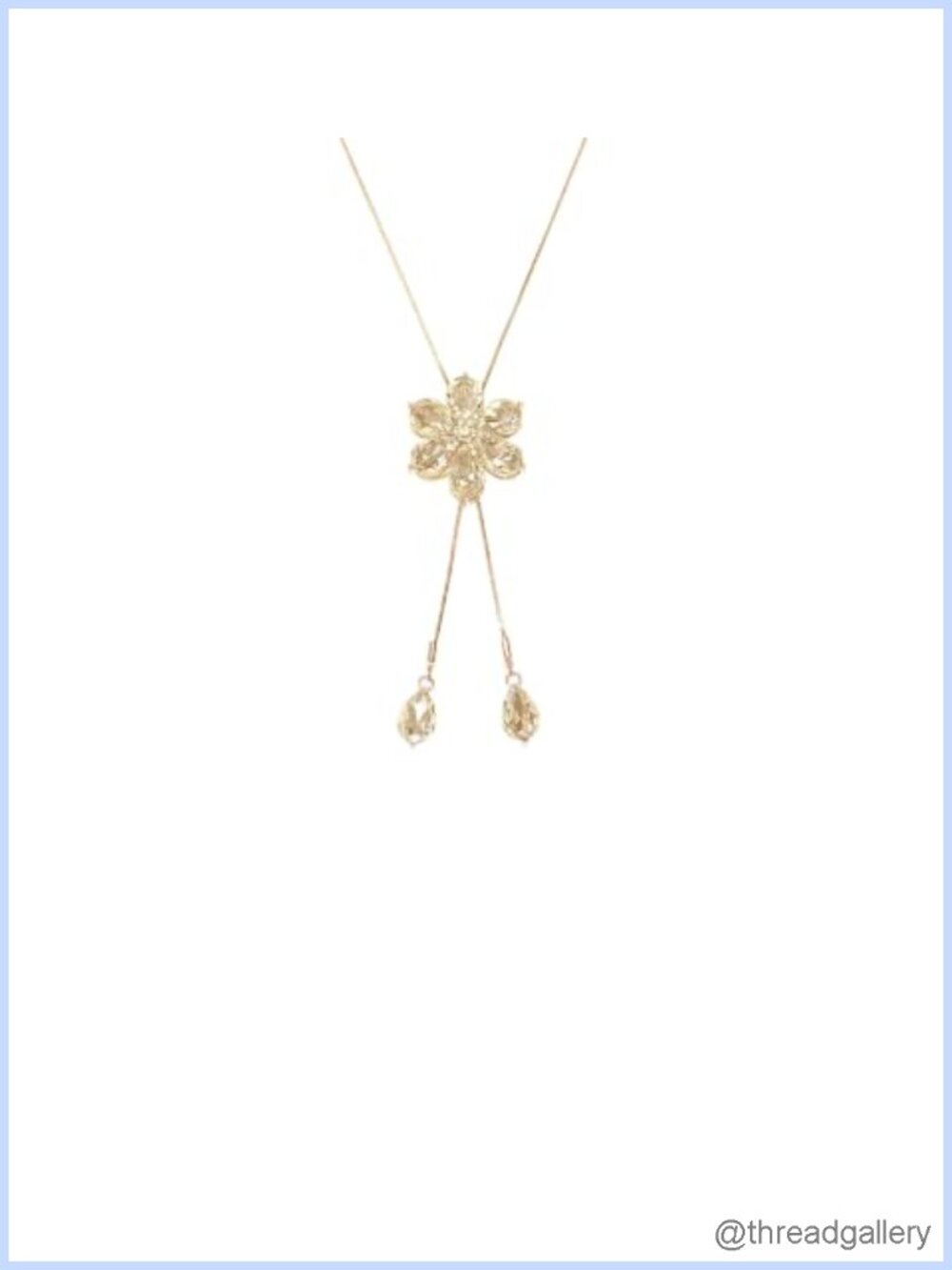 Rose Gold Plated Crystal Flower Y-Drop Lariat Necklace Adjustable